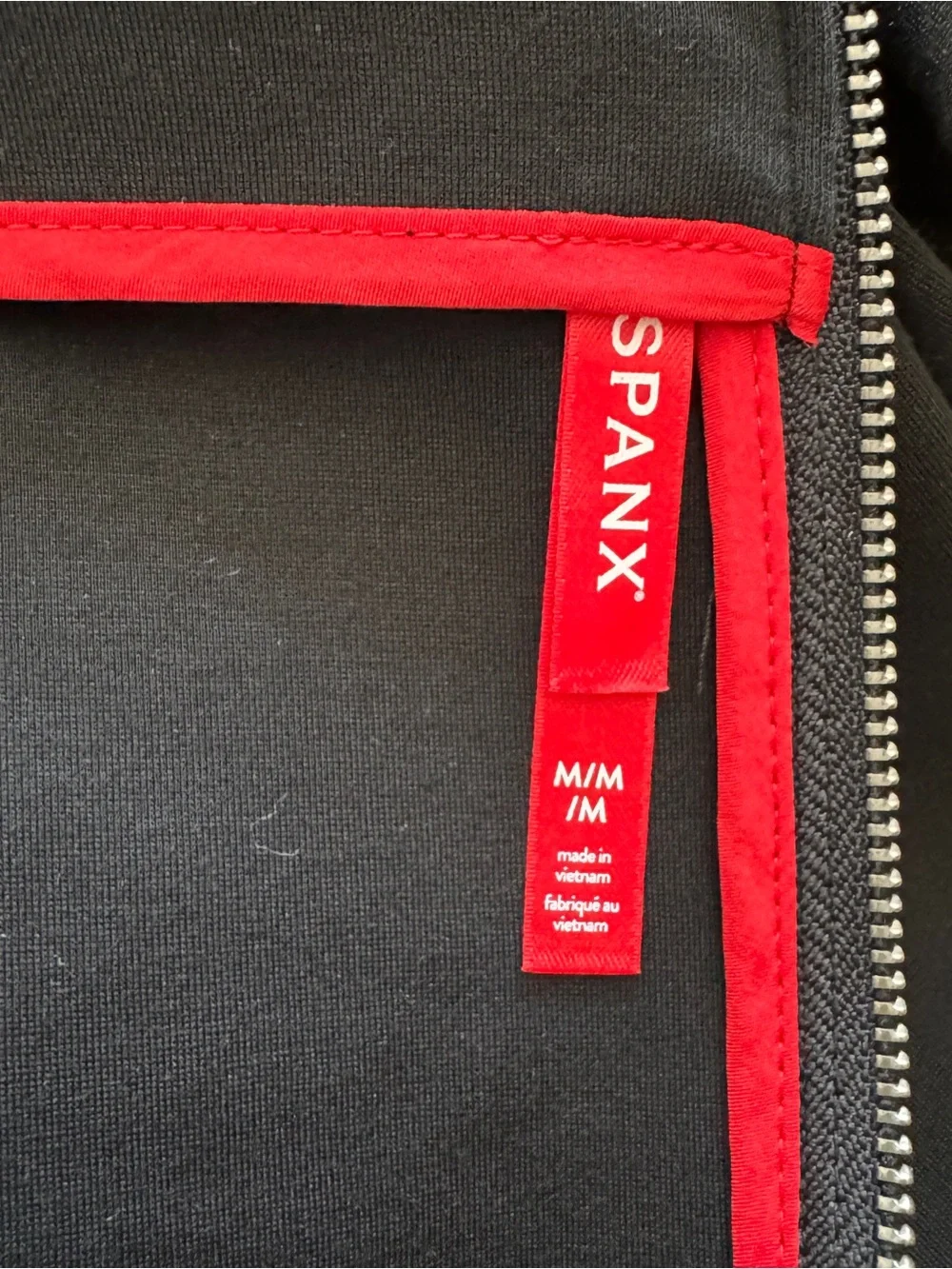 SPANX The Perfect A-Line Ponte Dress M Black 3/4 Sleeve Zip Pocket